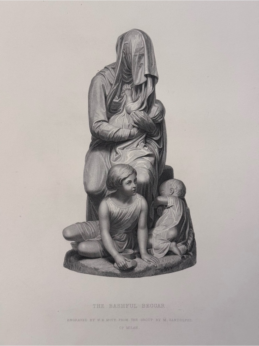 Large Fine Steel Engraving Print - The Bashful Beggar